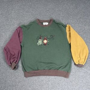 Knock Thrice Frog Lantern Colorblock Sweatshirt Green Brown Mens S